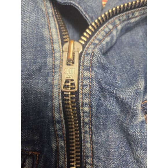 RARE Perfecto By Schott Joplin Jacket Denim Motorcycle Vest NWT Defect Read - Picture 8 of 9